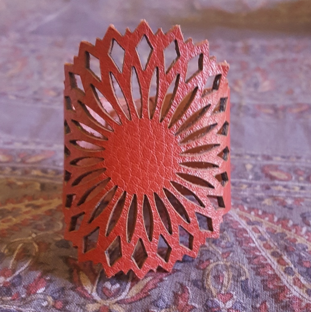 Laser Cut Leather Bracelet Mandela